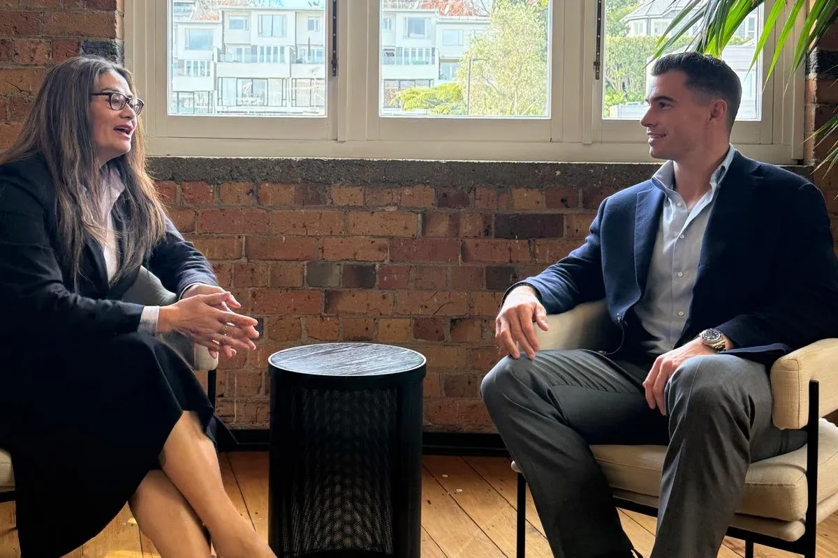 Ruby Manukia and Adam Siddall in conversation at NZ Legal's office