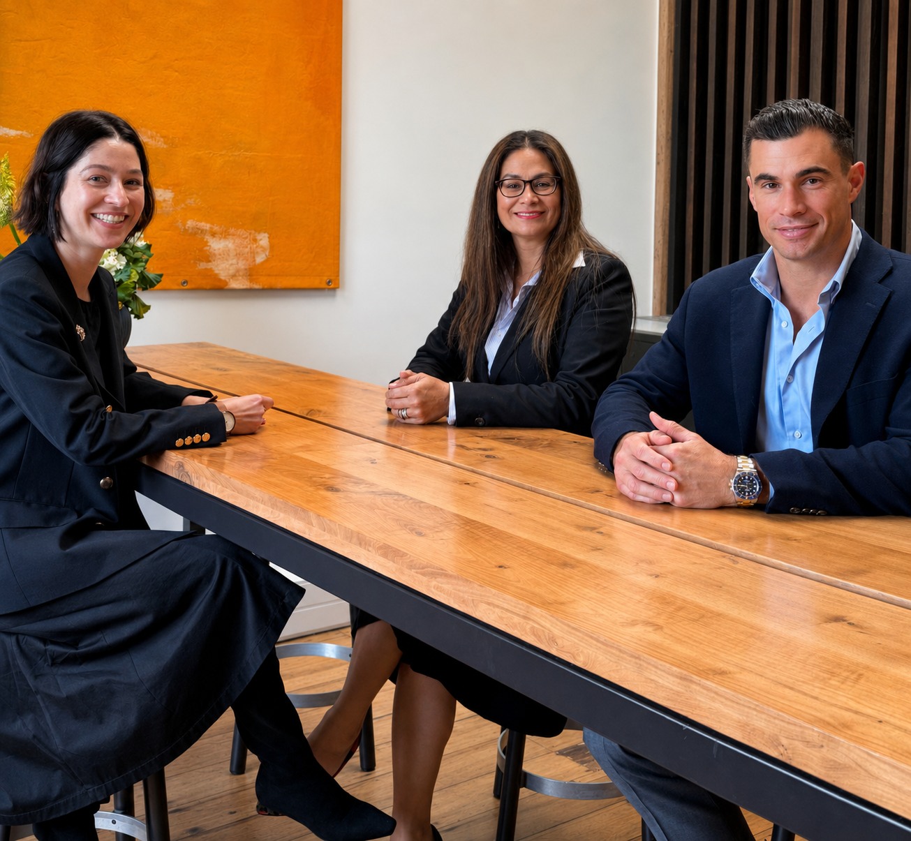 Adam Siddall, Ruby Manukia, and Polina Boyarchenko — the NZ Legal team